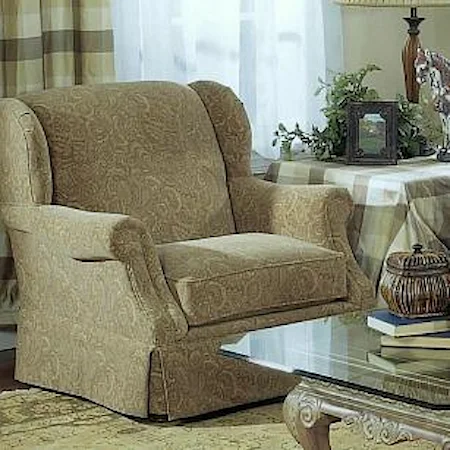 Traditional Wing Chair with Tight Back and Skirted Base